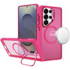 InFrame Series Magnetic Matte Case with Camera Ring Stand for Samsung Galaxy S25 Ultra - Hot Pink