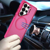 InFrame Series Magnetic Matte Case with Camera Ring Stand for Samsung Galaxy S25 Ultra - Hot Pink