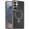 Carbon Fiber Series Magnetic Armor Stand Case for Samsung Galaxy S26 Ultra - Grey
