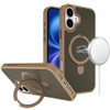 Carbon Fiber Series MagSafe Armor Stand Case for iPhone 17 - Brown