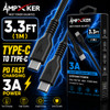 Ampxker 3.3 ft USB-C to USB-C High-Speed Charge & Sync Cable - Black