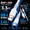 Ampxker 3.3 ft USB-C to USB-A High-Speed Charge & Sync Cable - White