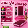 Gabba Goods 5000mAh Metallic MagSafe 15W Magnetic Wireless Charging Power Bank Battery - Pink Silver