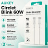 Aukey Circlet Blink 60W USB-C to USB-C Nylon Braided Charge & Sync Cable 1.8M - White