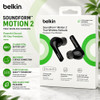 Belkin SoundForm Motion 2 True Wireless Bluetooth Stereo Earbuds - Black