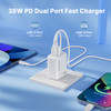 Rapid PD 38W 2 Port USB-C and USB-A Wall Charger + USB-C Cable with Lightning Connector - White