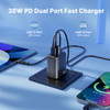 Rapid PD 38W 2 Port USB-C and USB-A Wall Charger + USB-C Cable with Lightning Connector - Black