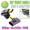 2-Pack 90 Degree Right Angle USB-C Adapter 240W PD Fast Charging