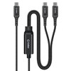 2-In-1 100W USB-C to USB-C Charge and Sync Cable with Dual USB-C Splitter - Black