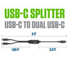 2-In-1 100W USB-C to USB-C Charge and Sync Cable with Dual USB-C Splitter - Black