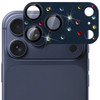Unibody Matte Metal Tempered Glass Camera Lens Protector for iPhone 17 Pro Max - Rhinestones Blue