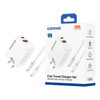 Rapid PD 38W 2 Port USB-C and USB-A Wall Charger with USB-C Cable - White