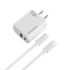 Rapid PD 38W 2 Port USB-C and USB-A Wall Charger with USB-C Cable - White