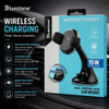 Bluestone 15W Fast Qi Certified Wireless Car Charger with Air Vent, Dashboard and Windshield Mount - Black