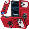 Military Grade All-In-One Ring Stand Case with Card Pocket for iPhone 17 Pro Max - Red