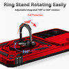 Military Grade Hybrid Case with Ring Grip and Camera Lens Protector for Samsung Galaxy S26 FE - Red