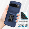 Combat Tough Series Ring Holder Case with Camera Lens Cover for Google Pixel 11 Pro XL - Blue