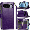 Leather Wallet Case with Zipper Pocket for Google Pixel 11 Pro XL - Purple