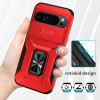 Combat Tough Series Ring Holder Case with Camera Lens Cover for Google Pixel 11 / Pixel 11 Pro - Red