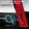 Military Grade Hybrid Case with Ring Grip and Camera Lens Protector for Samsung Galaxy A27 5G - Red