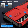 Combat Tough Series Ring Holder Case with Camera Lens Cover for Samsung Galaxy A27 5G - Red