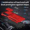 Combat Tough Series Ring Holder Case with Camera Lens Cover for Samsung Galaxy A27 5G - Red