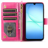 Leather Wallet Case with Zipper Pocket for Samsung Galaxy A27 5G - Hot Pink