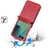 Mandala Flower Leather Protective Cover with Strap for Samsung Galaxy Z Flip 8 - Red