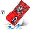 Military Grade Ring Holder Case with Camera Lens Cover for Samsung Galaxy Z Fold 8 - Red
