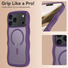 Shade Series Curly Wave Grip Hybrid Case with MagSafe for iPhone 18 Pro Max and iPhone 17 Pro Max - Purple