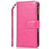 Leather Wallet Case with Zipper Pocket for iPhone 18 Pro Max and iPhone 17 Pro Max - Hot Pink