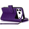 Leather Wallet Case with Zipper Pocket for iPhone 18 Pro Max and iPhone 17 Pro Max - Purple