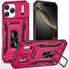 Military Grade Ring Holder Case with Camera Lens Cover for iPhone 18 Pro Max and iPhone 17 Pro Max - Hot Pink
