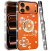 Four-Leaf Clover Diamond Rhinestone Case with Ring Grip for iPhone 18 Pro Max and iPhone 17 Pro Max - Cosmic Orange