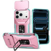 Combat Tough Series Ring Holder Case with Camera Lens Cover for iPhone 18 Pro Max and iPhone 17 Pro Max - Pink Teal