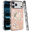 Four-Leaf Clover Diamond Rhinestone Case with Ring Grip for iPhone 18 Pro Max and iPhone 17 Pro Max - Gold