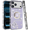 Four-Leaf Clover Diamond Rhinestone Case with Ring Grip for iPhone 18 Pro Max and iPhone 17 Pro Max - Purple