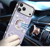 Four-Leaf Clover Diamond Rhinestone Case with Ring Grip for iPhone 18 Pro Max and iPhone 17 Pro Max - Purple