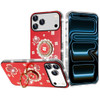 Four-Leaf Clover Diamond Rhinestone Case with Ring Grip for iPhone 18 Pro Max and iPhone 17 Pro Max - Red