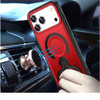 MagSafe Armor Stand Case with Double Finger Ring Holder for iPhone 18 Pro Max and iPhone 17 Pro Max - Red