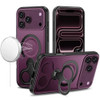 MagSafe Armor Stand Case with Double Finger Ring Holder for iPhone 18 Pro and iPhone 17 Pro - Burgundy