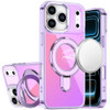 Electroplating Chrome Tough Shield Transparent Case with MagSafe Ring Holder for iPhone 18 Pro and iPhone 17 Pro - Purple