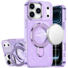 Electroplating Chrome Tough Shield Glitter Case with MagSafe Ring Holder for iPhone 18 Pro and iPhone 17 Pro - Purple