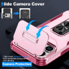 Combat Tough Series Ring Holder Case with Camera Lens Cover for iPhone 18 Pro and iPhone 17 Pro - Pink Burgundy