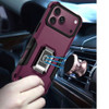 Military Grade Shockproof Hybrid Armor Case with Ring Grip for iPhone 18 Pro and iPhone 17 Pro - Burgundy