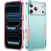 Military Grade TUFF Shockproof Hybrid Armor Case for iPhone 18 Pro and iPhone 17 Pro - Teal Pink