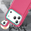 Military Grade TUFF Hybrid Armor Case with Kickstand for iPhone 18 Pro and iPhone 17 Pro - Hot Pink Teal