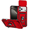 Military Grade Hybrid Case with Ring Grip and Camera Lens Protector for iPhone 18 Pro and iPhone 17 Pro - Red