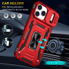Military Grade Ring Holder Case with Camera Lens Cover for iPhone 18 Pro and iPhone 17 Pro - Red