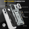 Military Grade Ring Holder Case with Camera Lens Cover for iPhone 18 Pro and iPhone 17 Pro - Silver